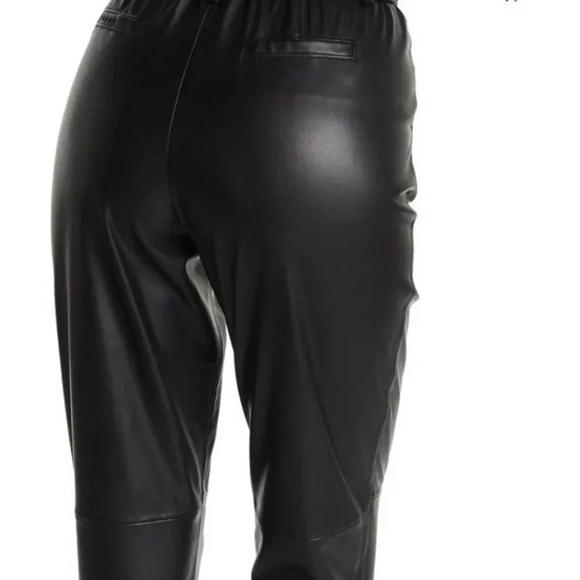 Paper-bag waist pants vegan faux leather 27 - Picture 3 of 10